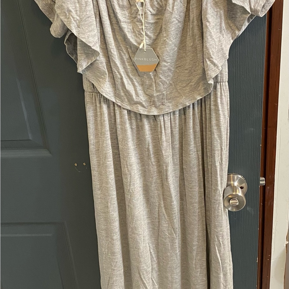 Pinkblush Light Gray Off Shoulder Maxi Dress